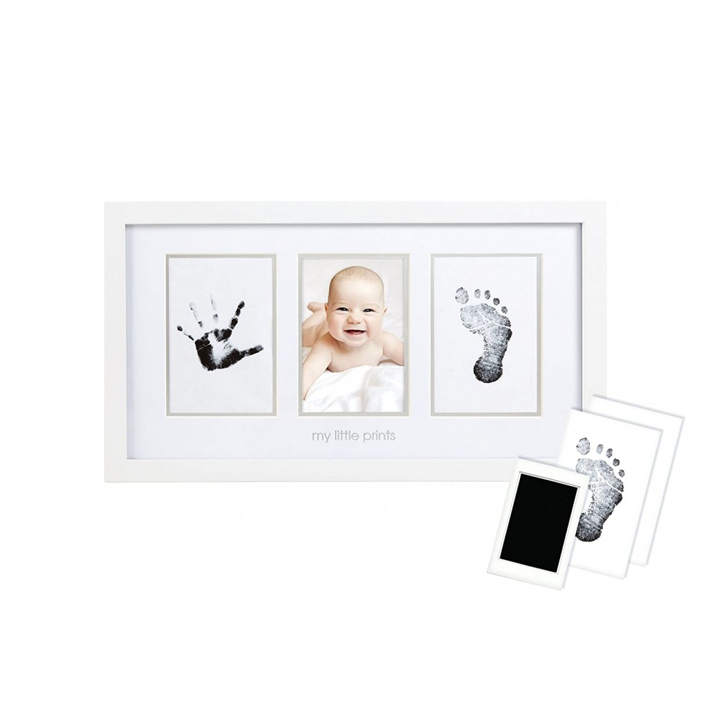 White Pearhead Babyprints Newborn Baby Handprint and Footprint Desk Photo Frame & Impression Kit Makes A Perfect Baby Shower Gift 